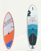 Surf and SUP equipment lined up for guests